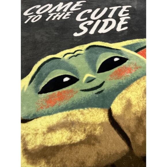 Star Wars The Mandalorian “Come To The Cute Side” Grogu Plush 46x60 In Throw - Picture 2 of 8
